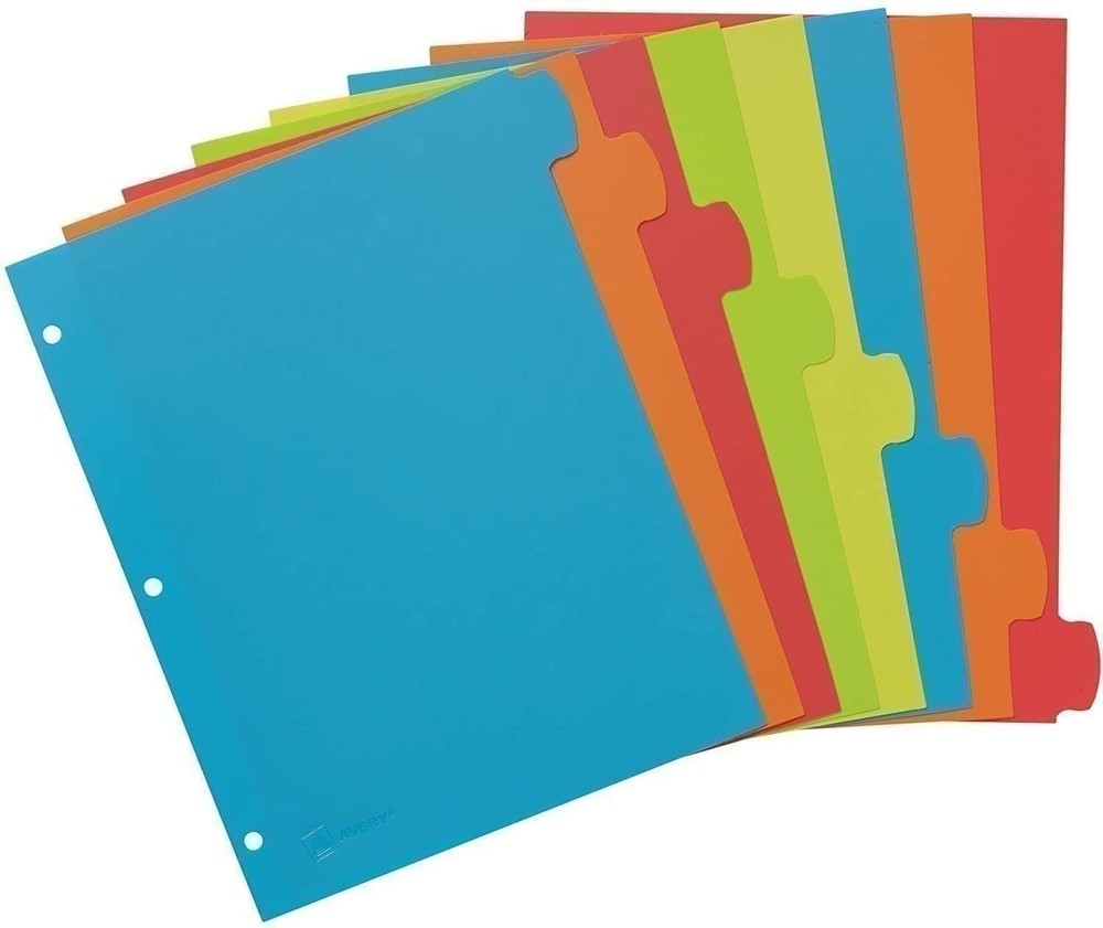 Avery Big Tab Write & Erase Durable Plastic Dividers, 8 Multicolor Tabs,24 Packs