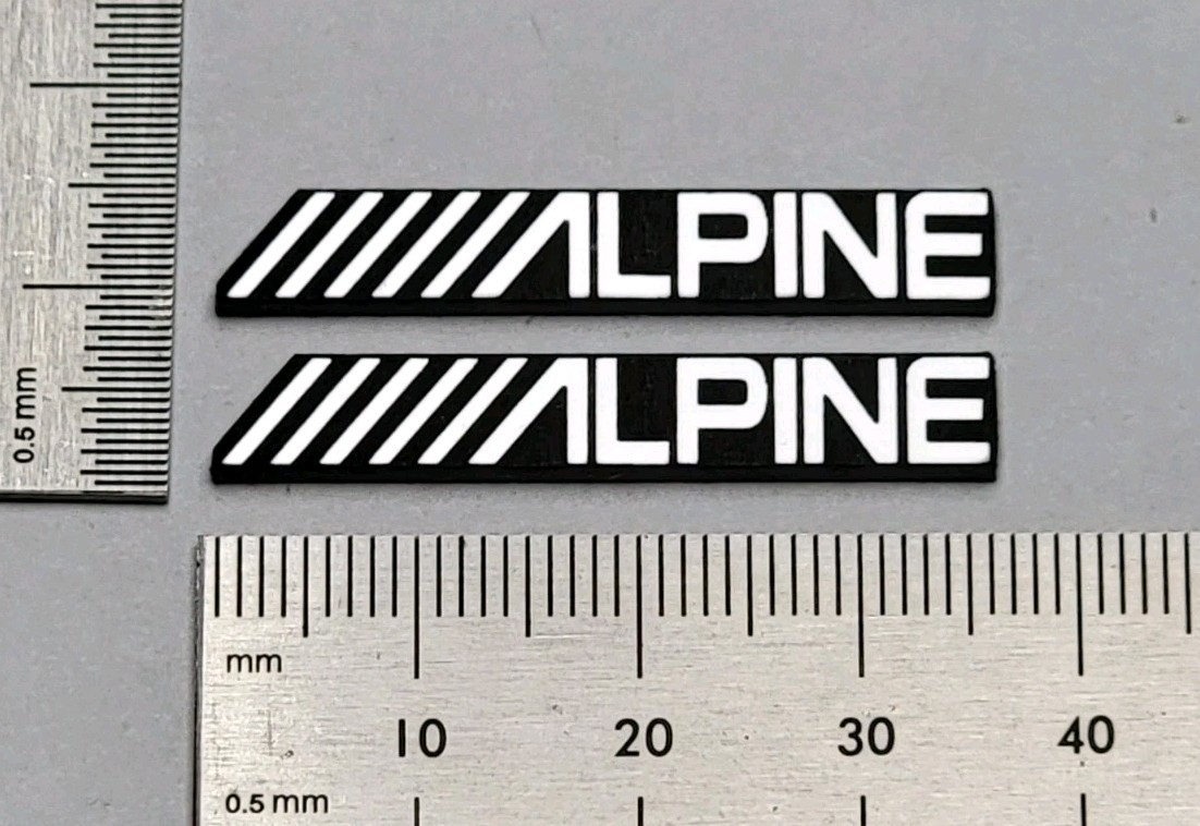 Alpine Custom Speaker Badge Logo Emblem Premium Silver Pair With Adhesive