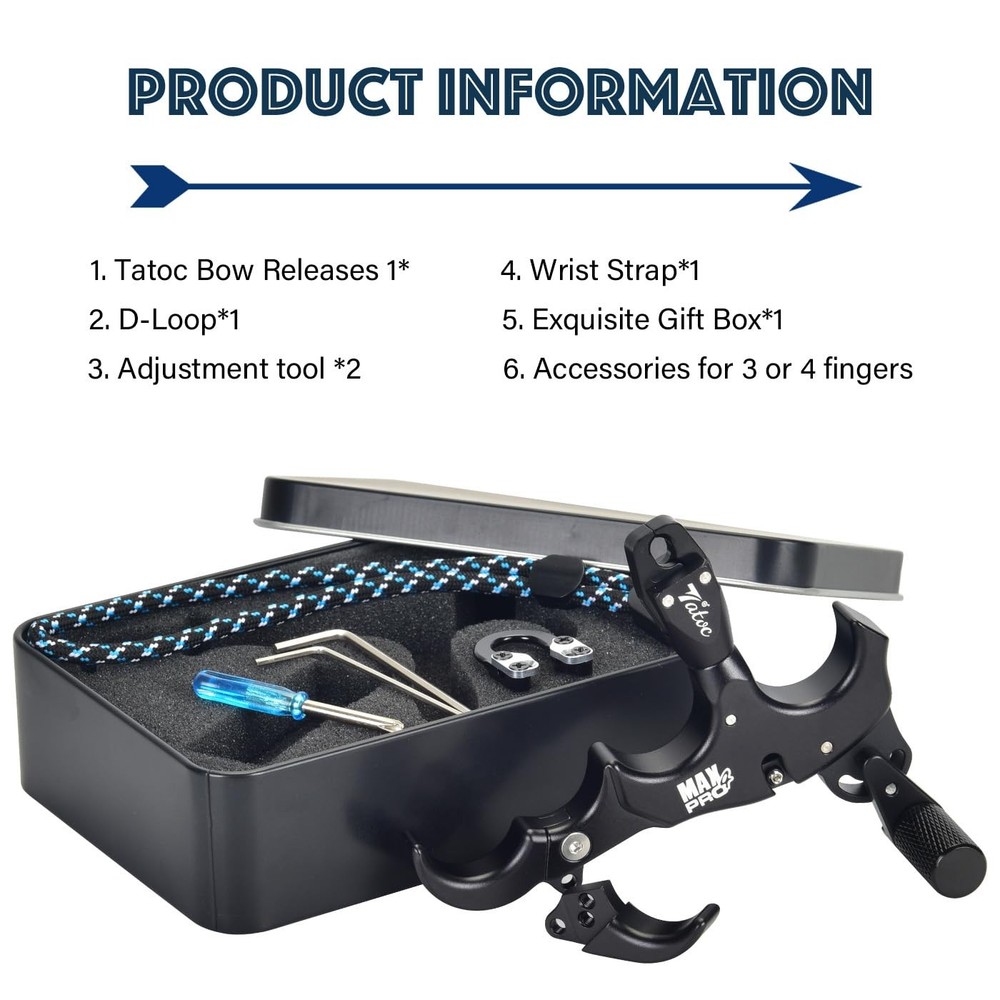 Rotatable 360° Thumb Release for Compound Bow - 3/4 Finger Trigger