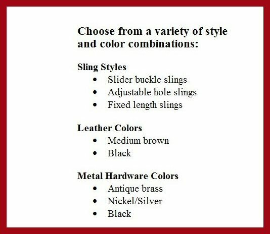 USA Brown Leather Slider Buckle Gun Sling Antique Brass Color Hardware (Model B)