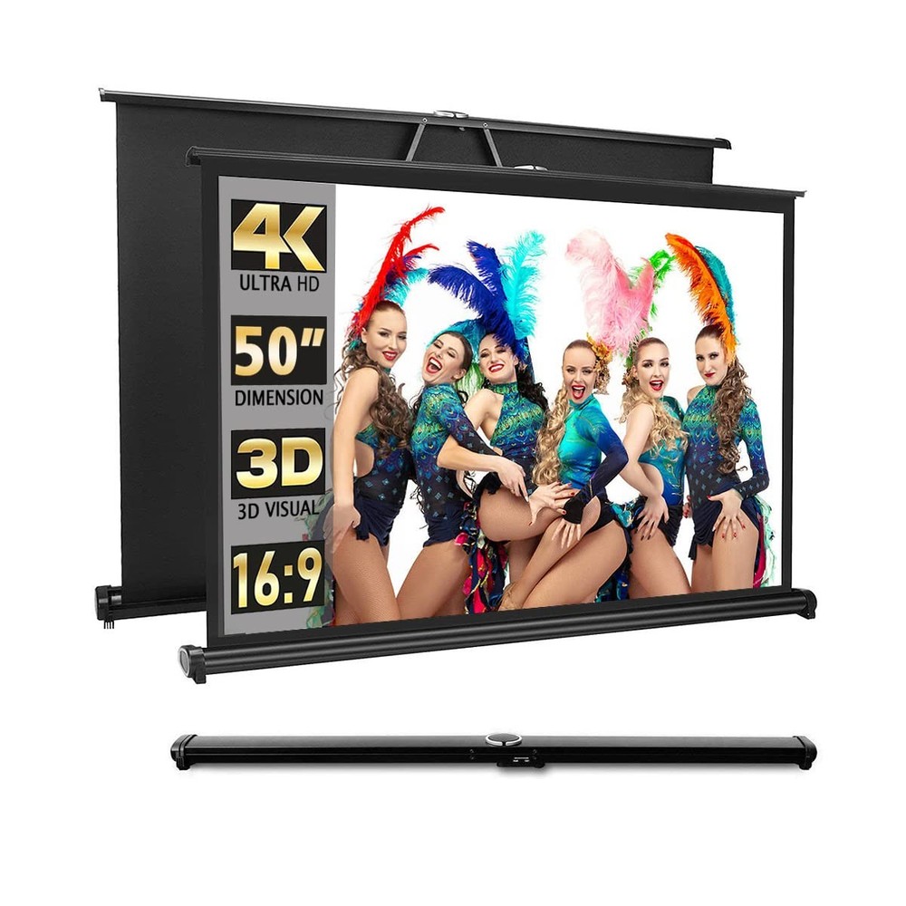New Portable Mobile 50 Inch Projector Screen Pull Down, 16:9 white
