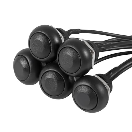 5Pcs 12mm Momentary Push Button Switch Mini Round Switch Waterproof ON Black