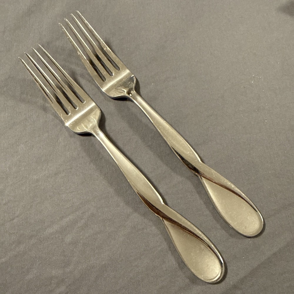 Oneida SATIN AQUARIUS Set 2 Dinner Fork Stainless 18/10 Silverware Flatware