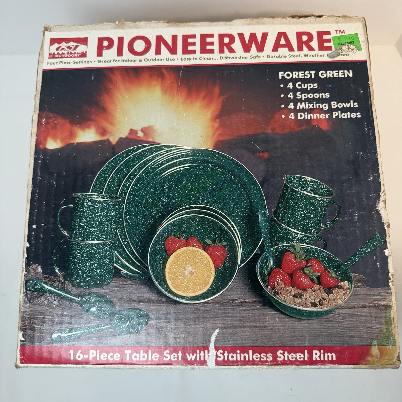 GSI Outdoors PIONEERWARE Camping 8 Plates 8 Bowls 4 Cups  Porcelained Enamelware