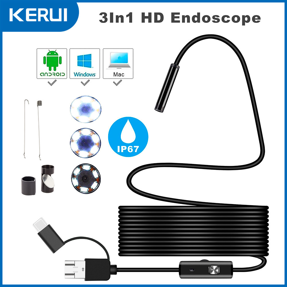 6LED USB Snake Endoscope Borescope Inspection Camera Scope for Android Type C