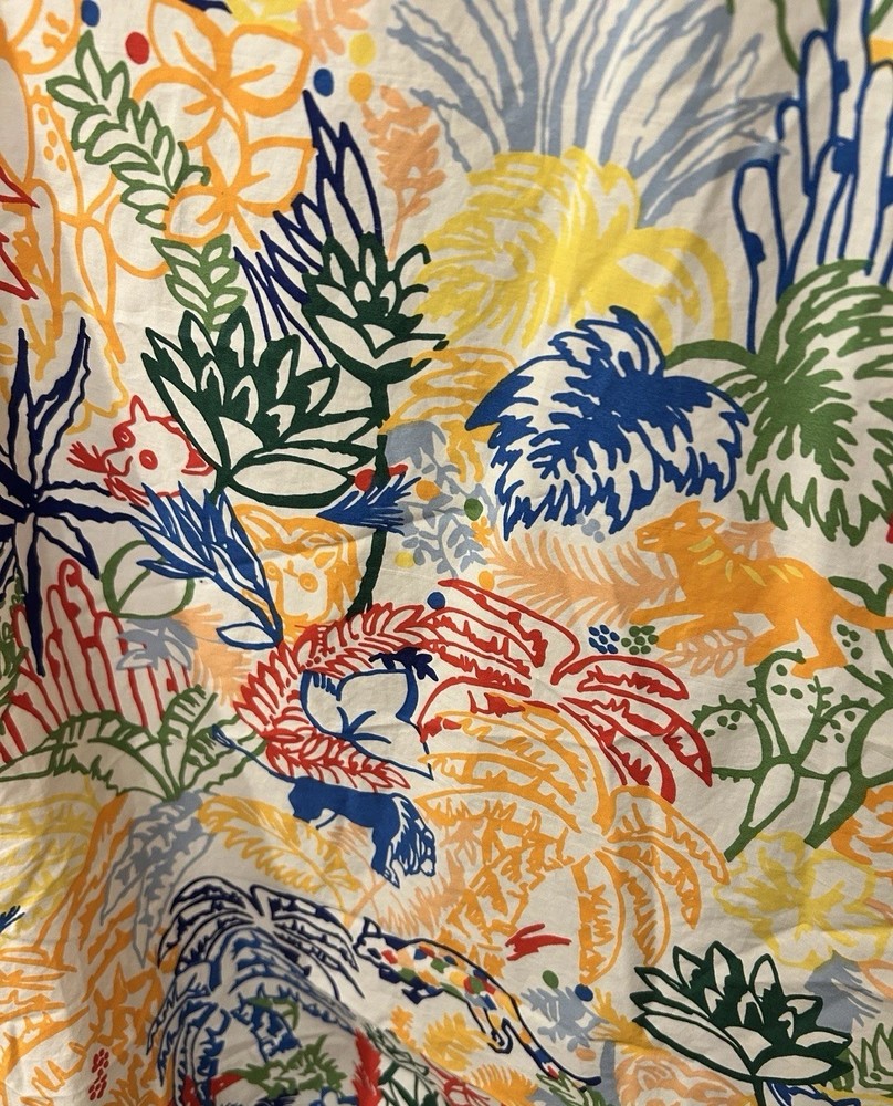 Brooklinen Crib Fitted Sheet Multi JUNGLE Pattern Cotton EUC!