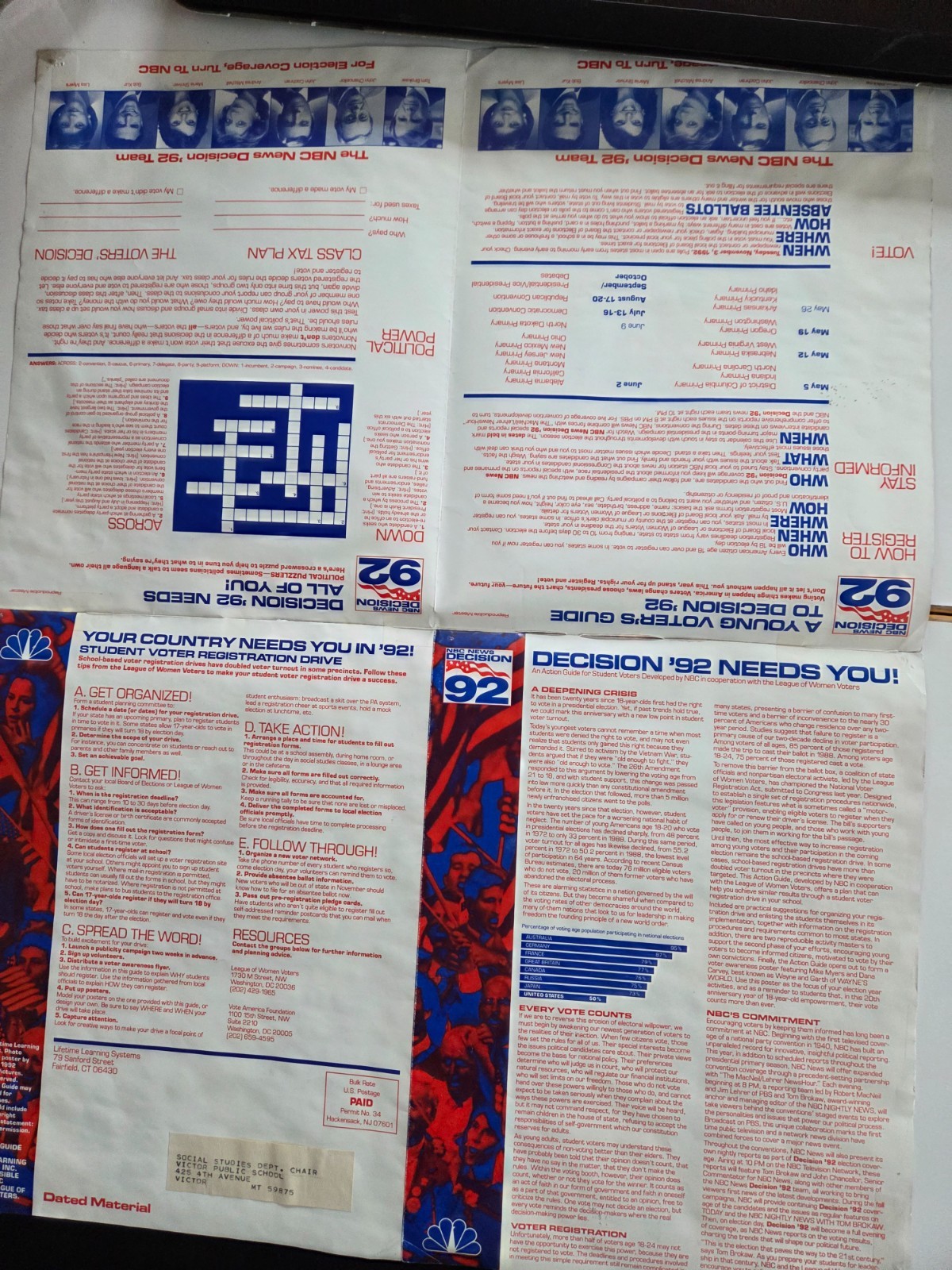 Wayne's World, Wayne & Garth, 1992 poster, Get Out And Vote, NBC News