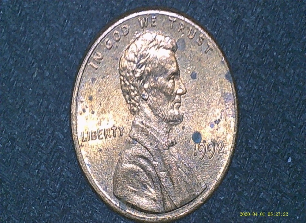 1992-P Lincoln Memorial Penny Split Plating Error Coin