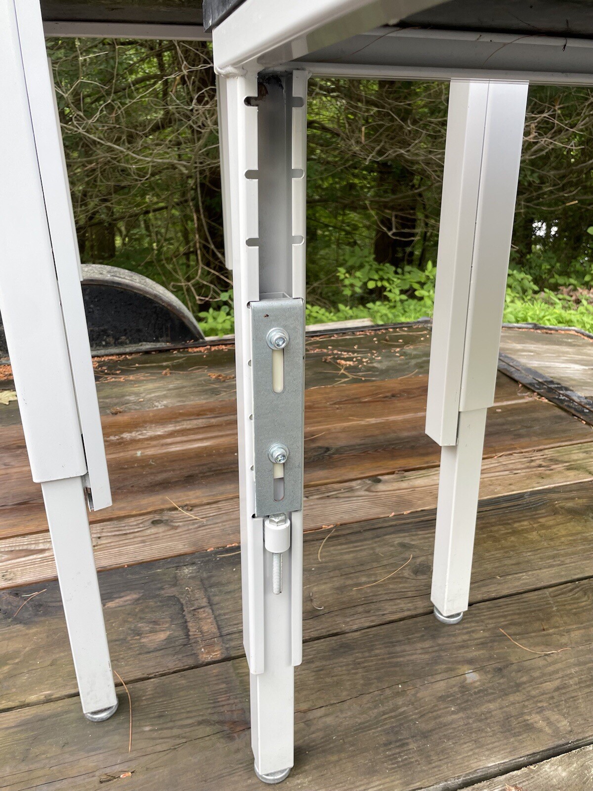 Lab Table 24"W x 48"D Black Top Light Gray Metal Adjustable Height Legs