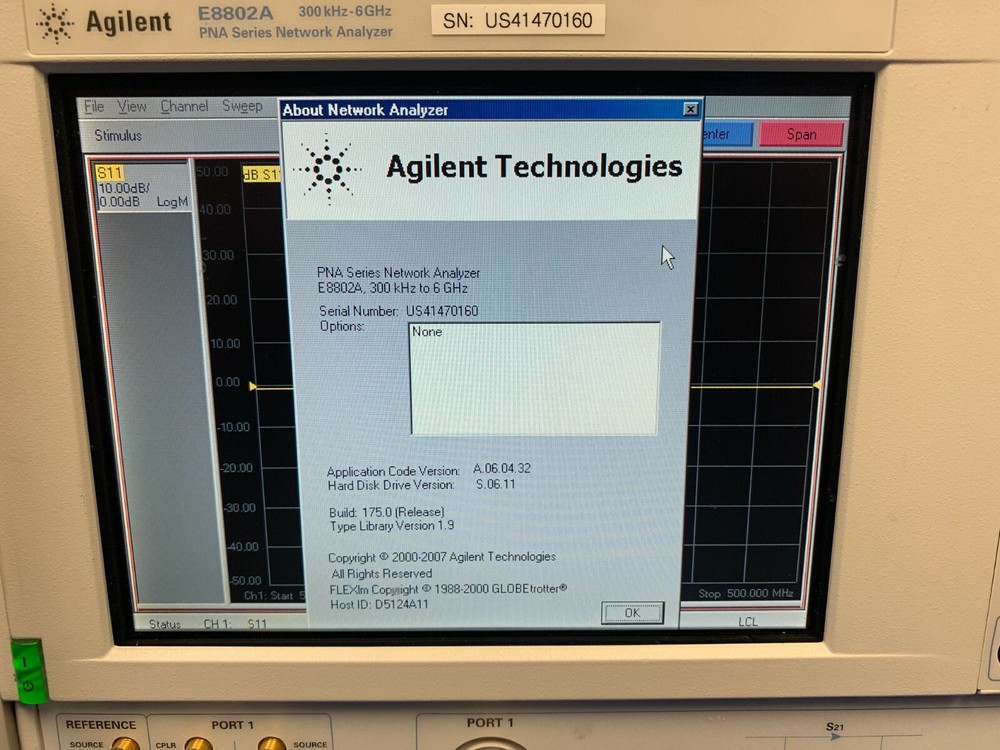 Agilent E8802A 300kHz - 6GHz PNA Vector Network Analyzer w/ Opt. 014,1E1