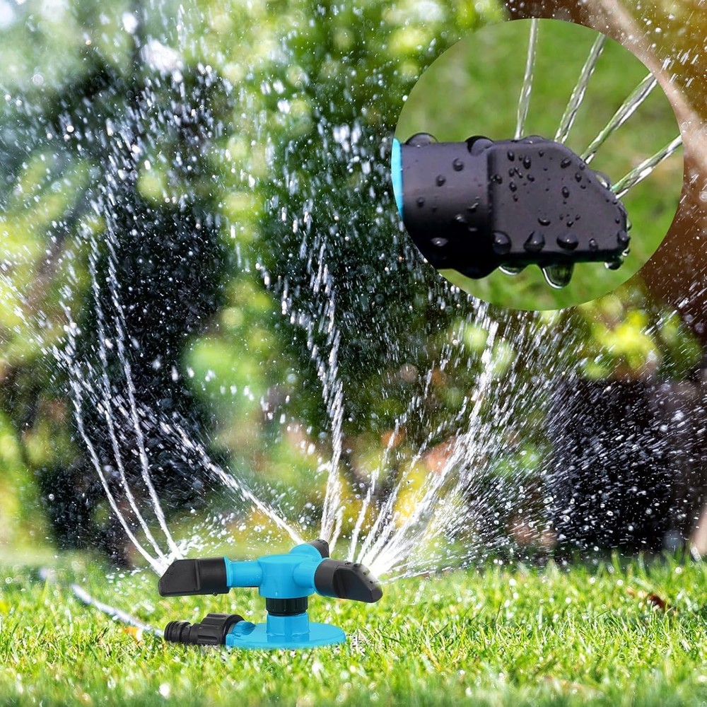 2 Pack Garden Sprinklers 360° Rotating Lawn Watering System Adjustable Coverage