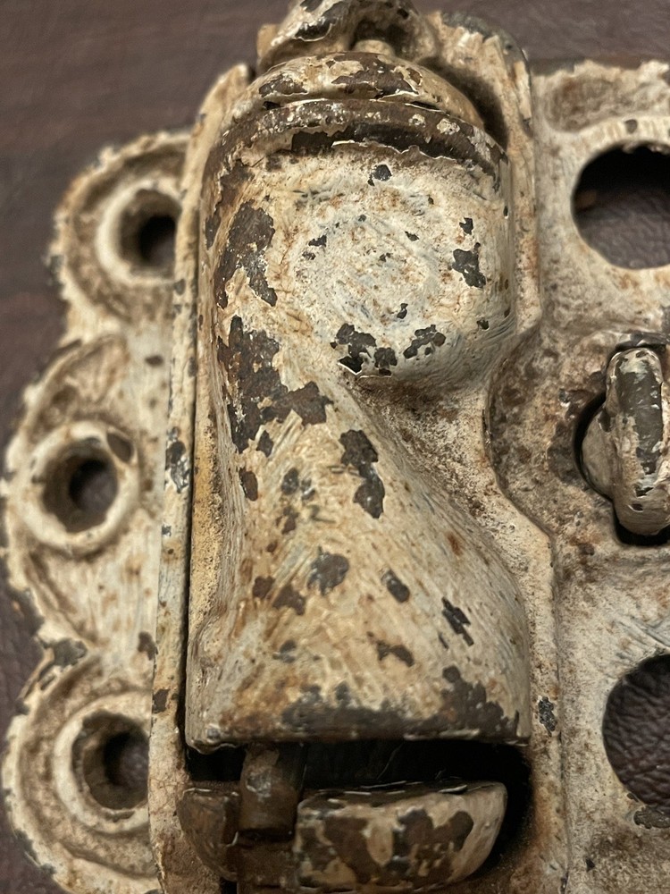 Antique Cast Iron Spring Loaded Screen Door Hinge Hardware Set