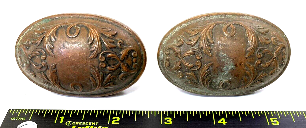 Vintage Salvage Oval Knobs, Copper Door Knobs, Antique, Free Shipping