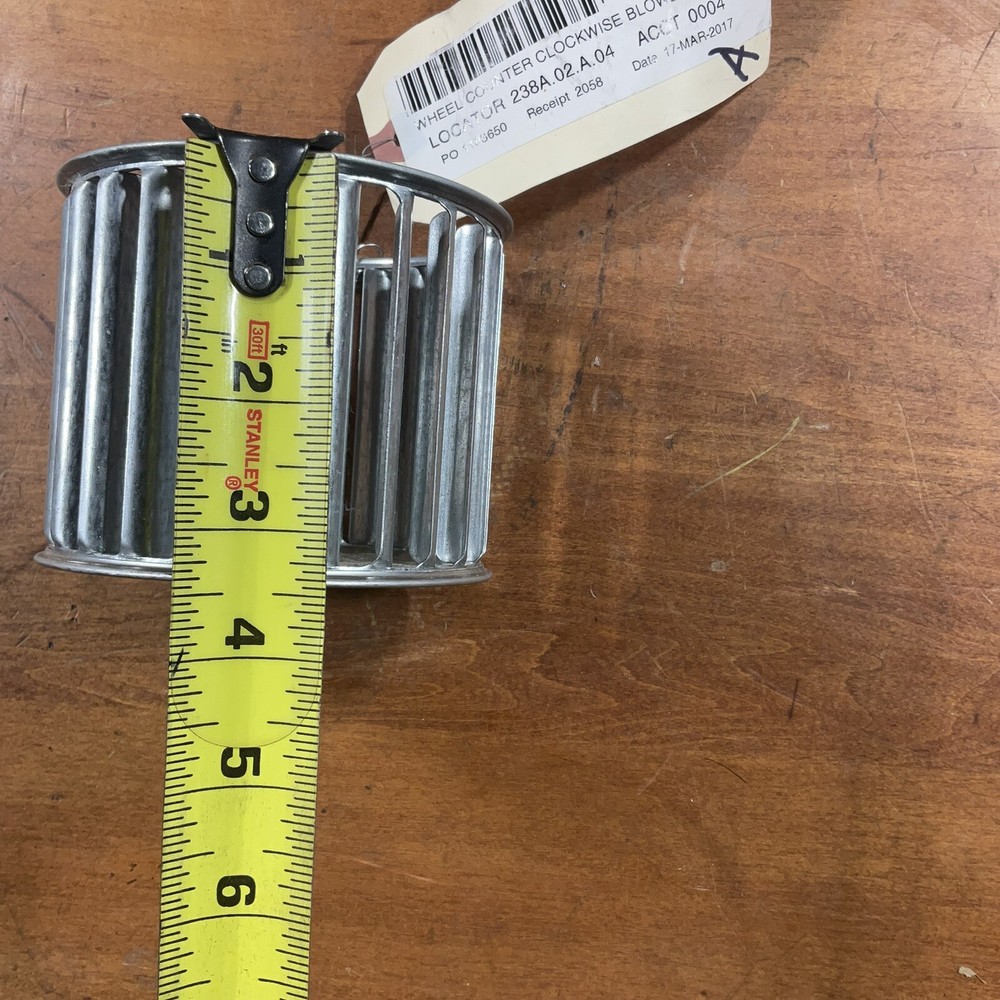 Counterclockwise SquirrelCage Blower Wheel 4-1/4” Diameter 3-7/16” Width