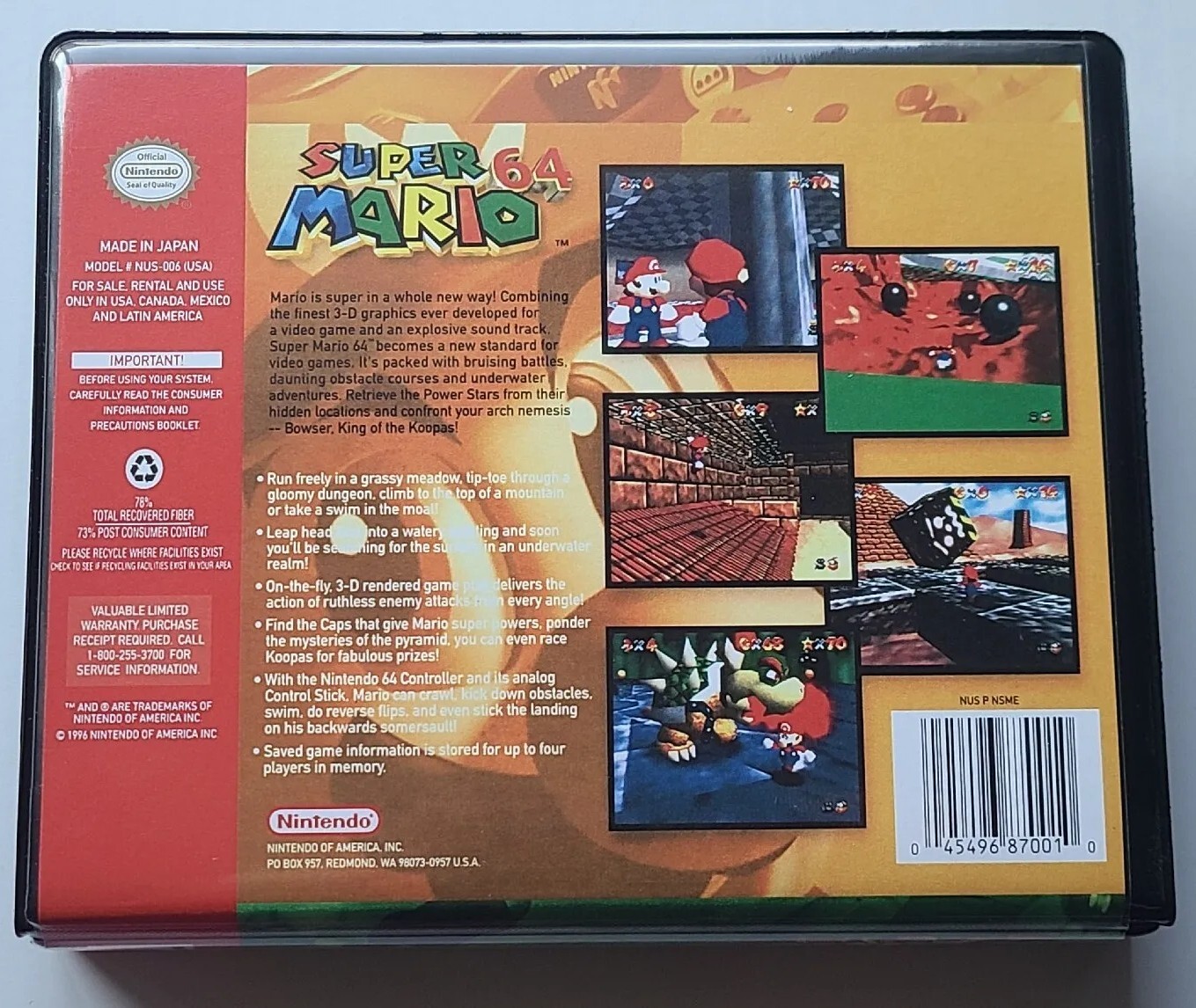 Super Mario 64 CASE ONLY Nintendo 64 N64 Box BEST Quality Available No Cart