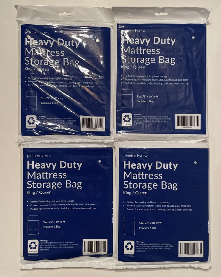 4 Pack Mattress Storage Bag KING/QUEEN Heavy Duty Protective Cover Pemberly Row