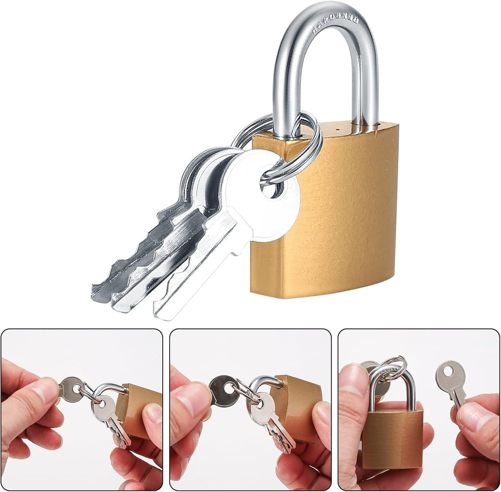 Portable Brass Padlocks - 8 Pack Keyed Locks with Same Keys for Versatile Use