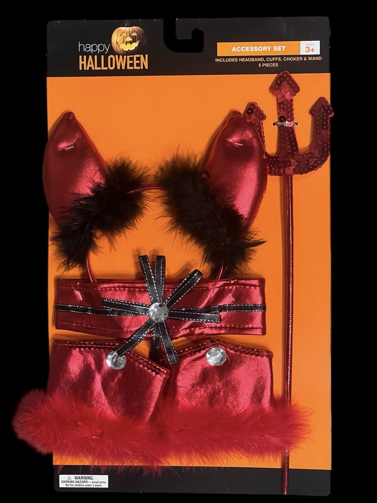 Devil Accessory Set includes Headband, Cuffs, Choker & Wand happy Halloween