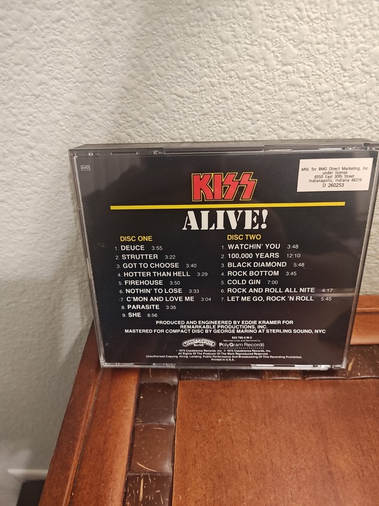 KISS - ALIVE! 1975 - 2 Disc Set w/Insert, Casablanca Records, Simmons, Stanley