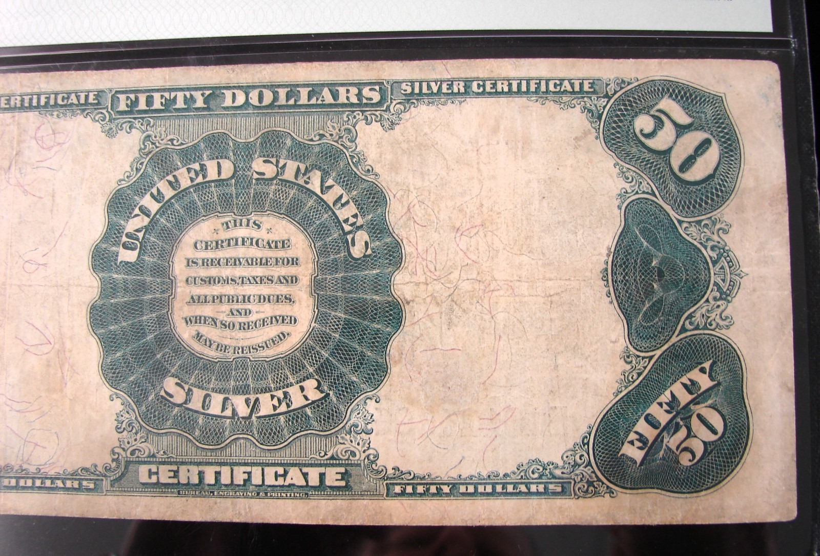 *1891 $50.00 SILVER CERTIFICATE Fr#333 "RARE LOW MINTAGE" - 25 REST. PMG*