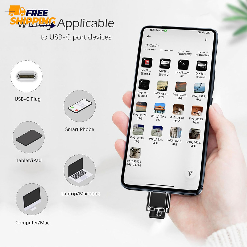 USB C Micro SD Card Reader for Android Phone, Camera, Laptop (Black) ✅