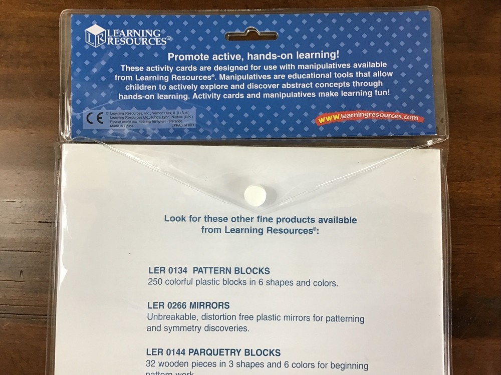 NEW Learning Resources Pattern Block Activity Cards 36 Grades 2-6 Teachers Guide
