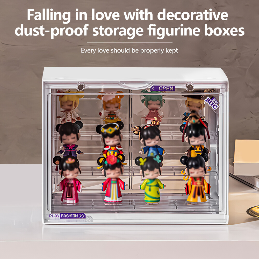 3-Tier Acrylic Display Case Stand Stackable Dustproof Transparent Showcase Box