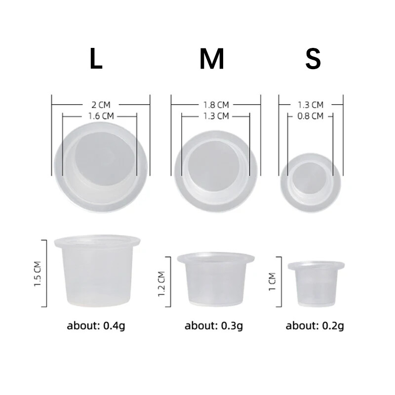 Tattoo Large Medium Small Ink Pigment Cup Ring transparent Microblading Cap Lip