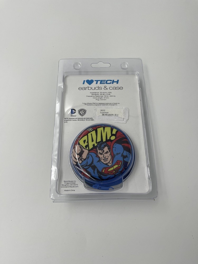 DC Comics Superman Earbuds & Case Flying Image BAM! Ipad Iphone Android