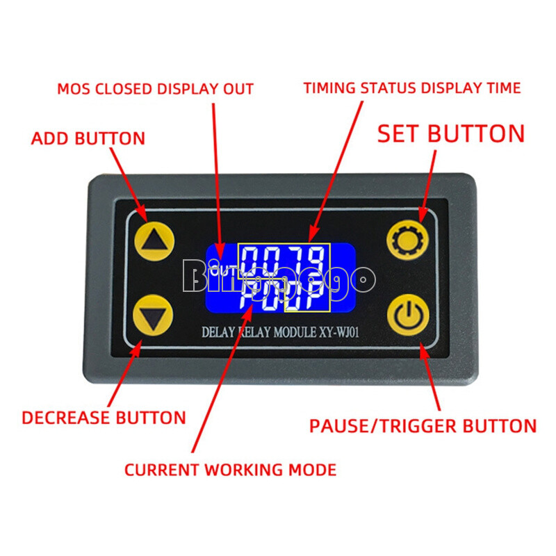 Multi-Function Trigger Delay Cycle Timing MOS Tube Control 5V 12V 24V UART