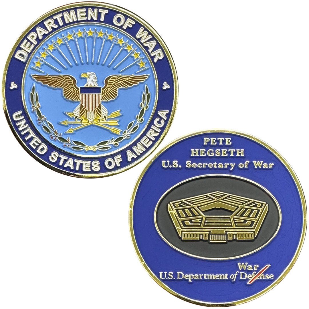 BL10-6 Secretary of War Pete Hegseth Challenge Coin honoring Midnight Hammer Dep