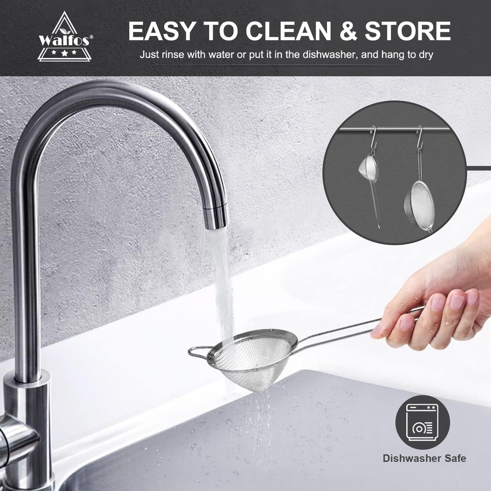 Fine Mesh Strainer 4PCS,Versatile Kitchen Strainer w/ Handle- 7", 5", 3.3", 2.8"