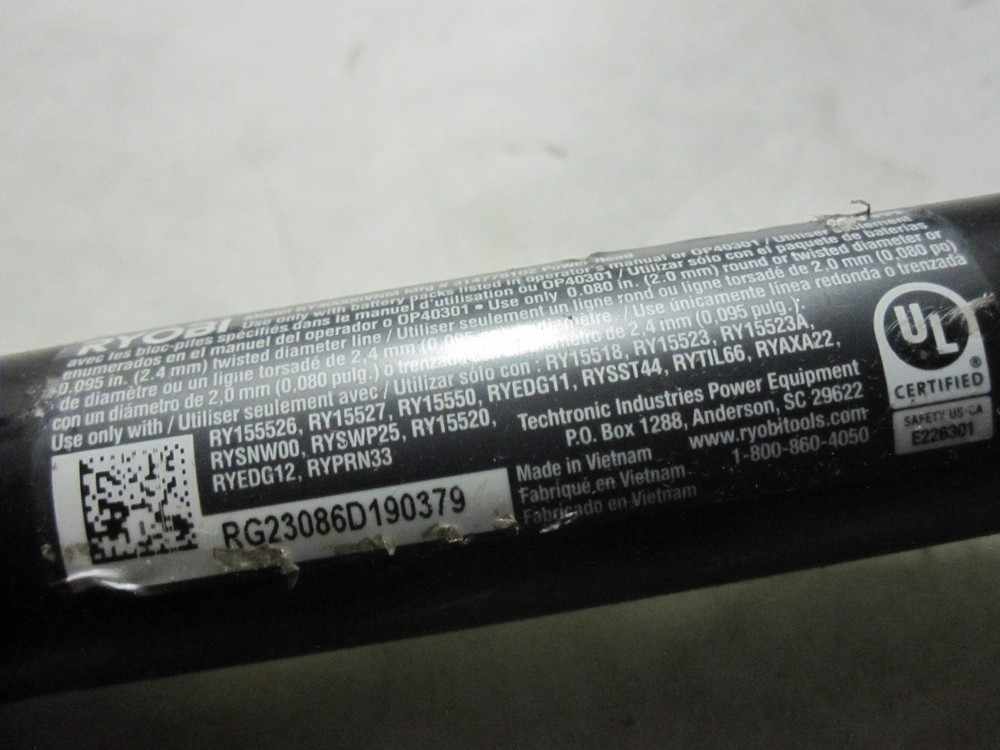 BARE READ LISTING RYOBI 40 Volt Capable String Trimmer W/ PowerHead - Tool Only