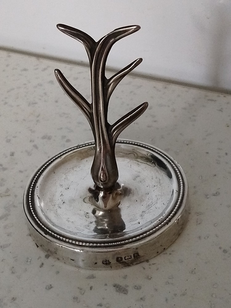 Superb Little Antique 1907 Hallmarked solid Silver RING Tree - Ring Stand VGC
