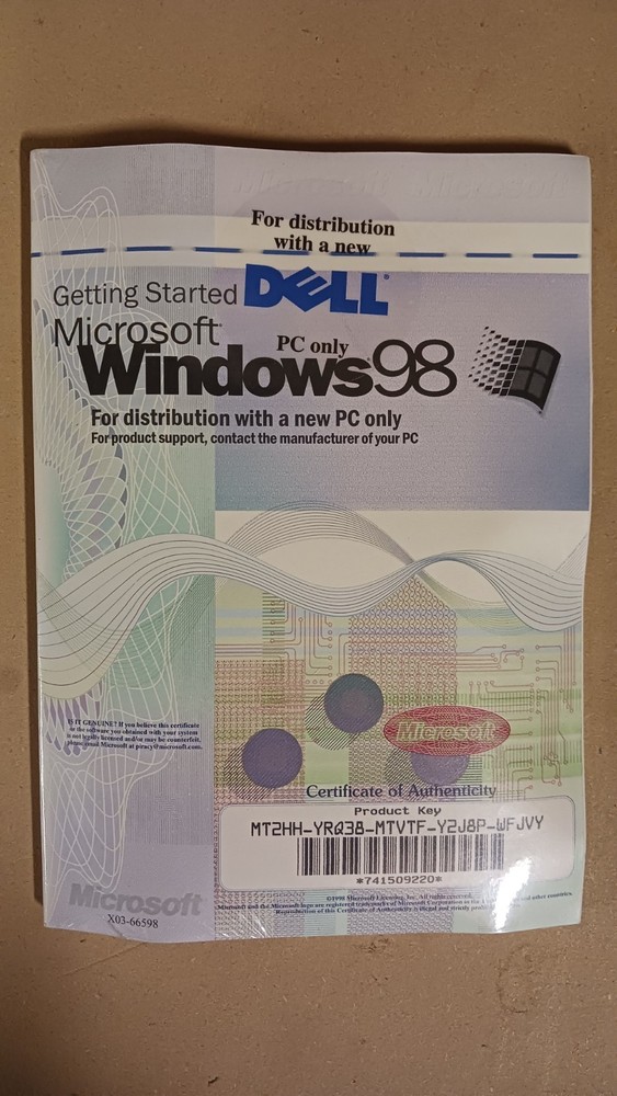 Microsoft Windows 98 (X03-66598) CD-ROM Operating System (from Dell)