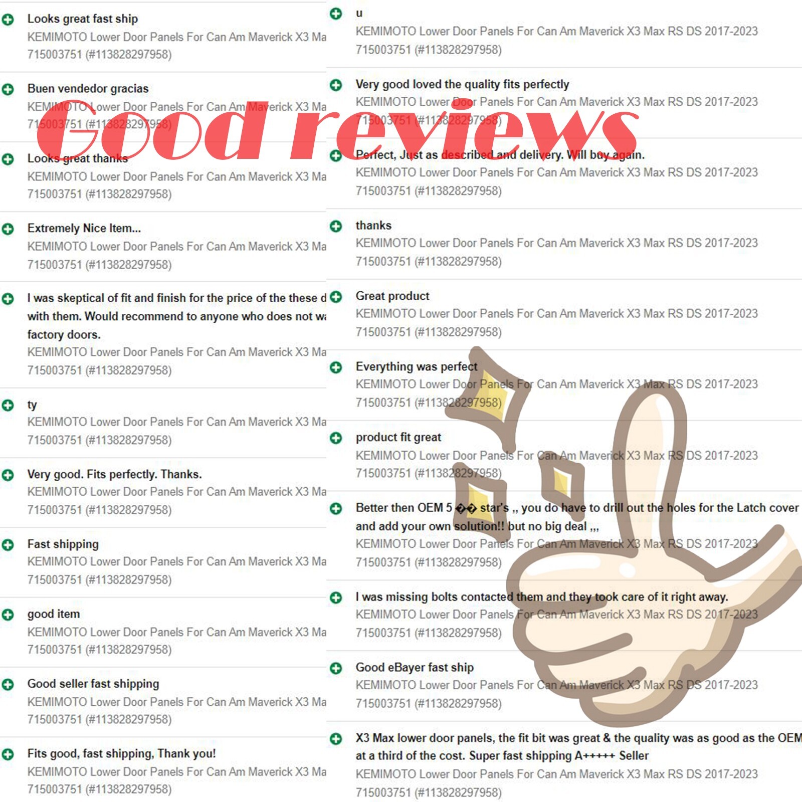 KEMIMOTO Lower Door Panels For Can Am Maverick X3 Max RS DS 2017-2024 715003751