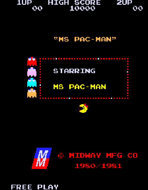 Ms Pacman High Score Save and Free Play Kit - Arcade