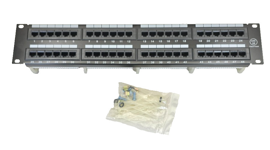 NEW 48-Port CAT5e Patch Panel RJ45 Rack Mount UL Listed w/ Mounting Hardware