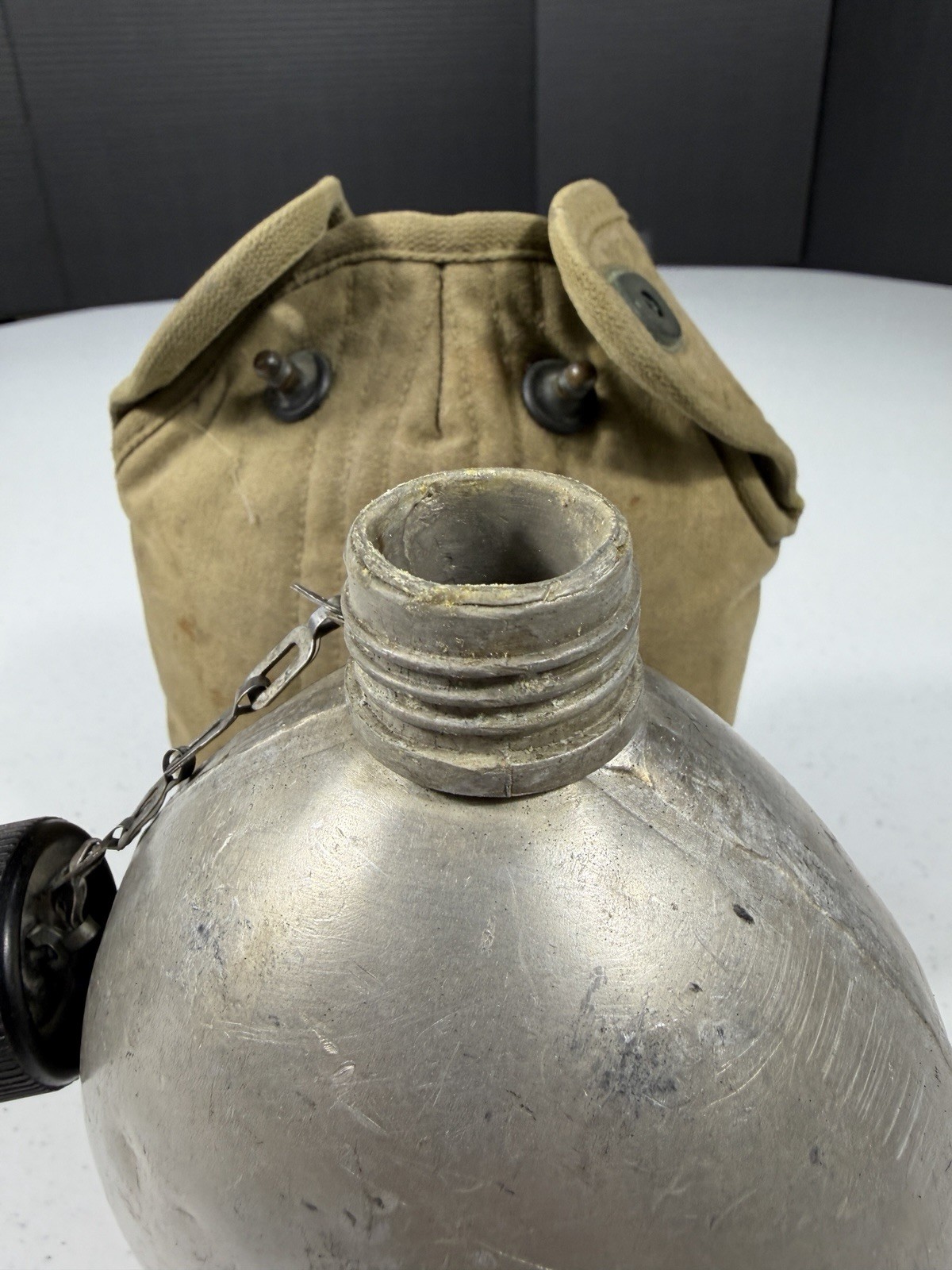 WWII US Army 1943 St. Croix G. Co. Canteen Cover w/ Aluminum Canteen Original