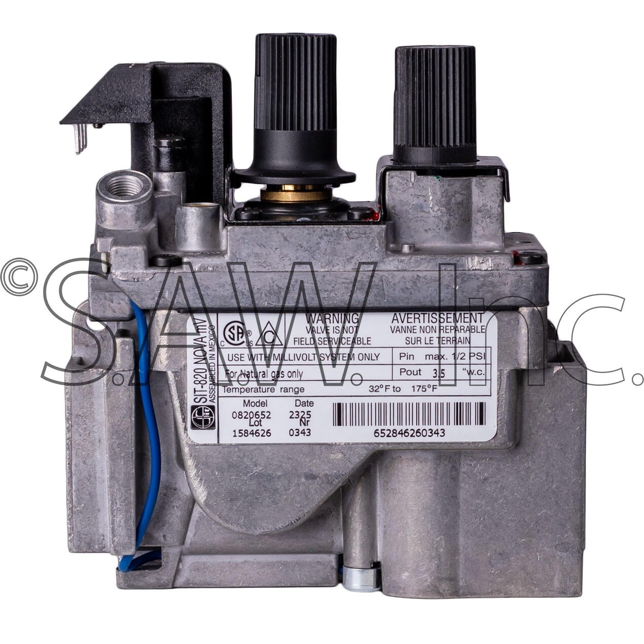 R7577 Empire SIT-820 Nova Mv OEM Natural Gas Valve for Direct Vent Fireplaces