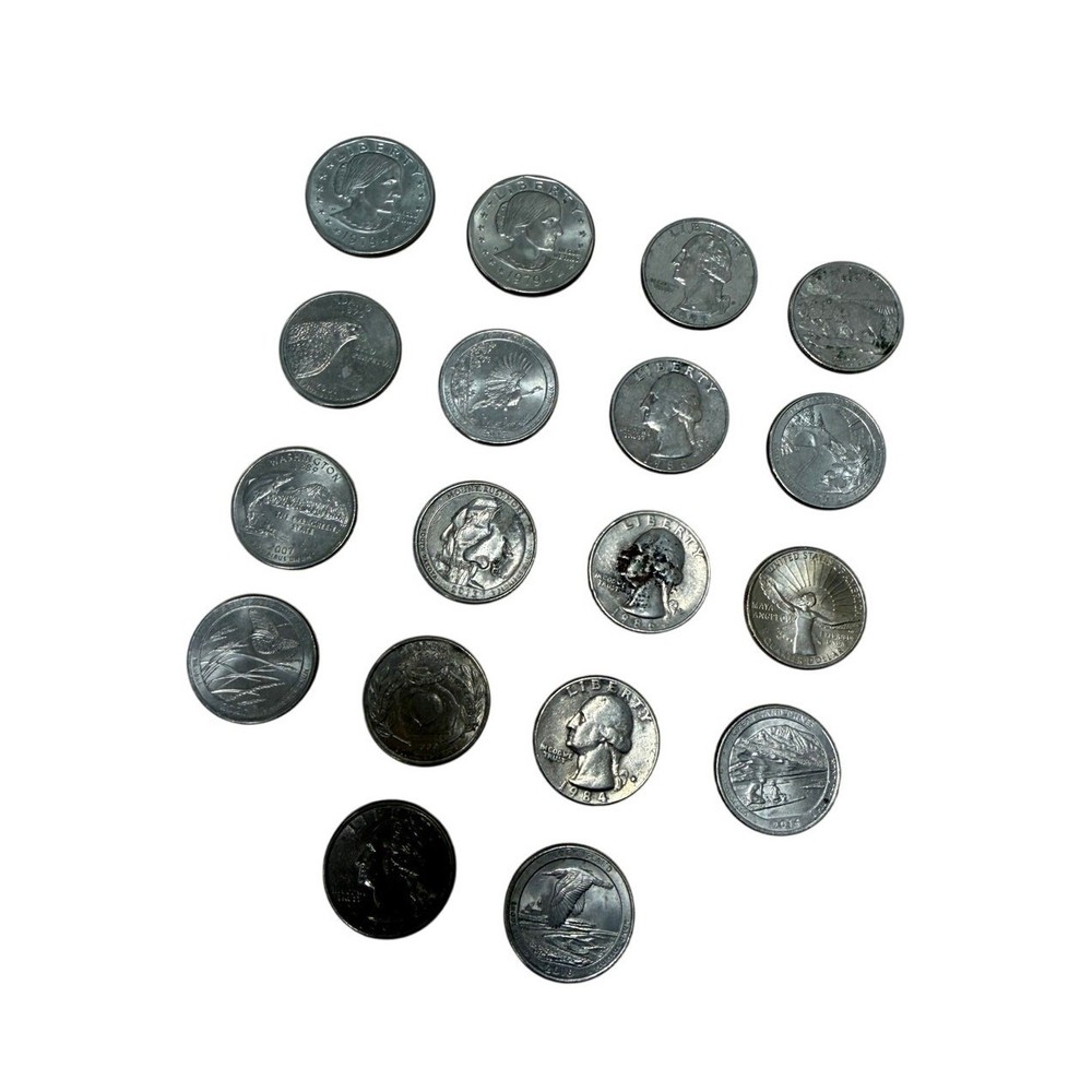 US Coin Lot: Mixed Quarters & Dollar Coins (18)