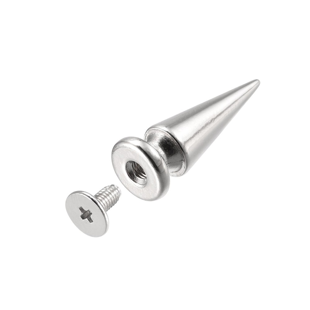 10x26mm Screw Back Rivets, 20 Sets Solid Leather Studs for DIY Silver Tone