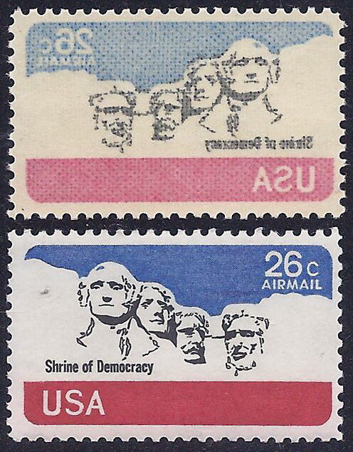 C88 - 26c Scarce Reverse Offset On Gum Error / EFO "Mt. Rushmore" Mint NH