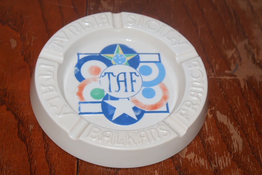 Original WWII U.S. AAF & Allied AF  "TAF" Tactical Air Force Ceramic Ashtray