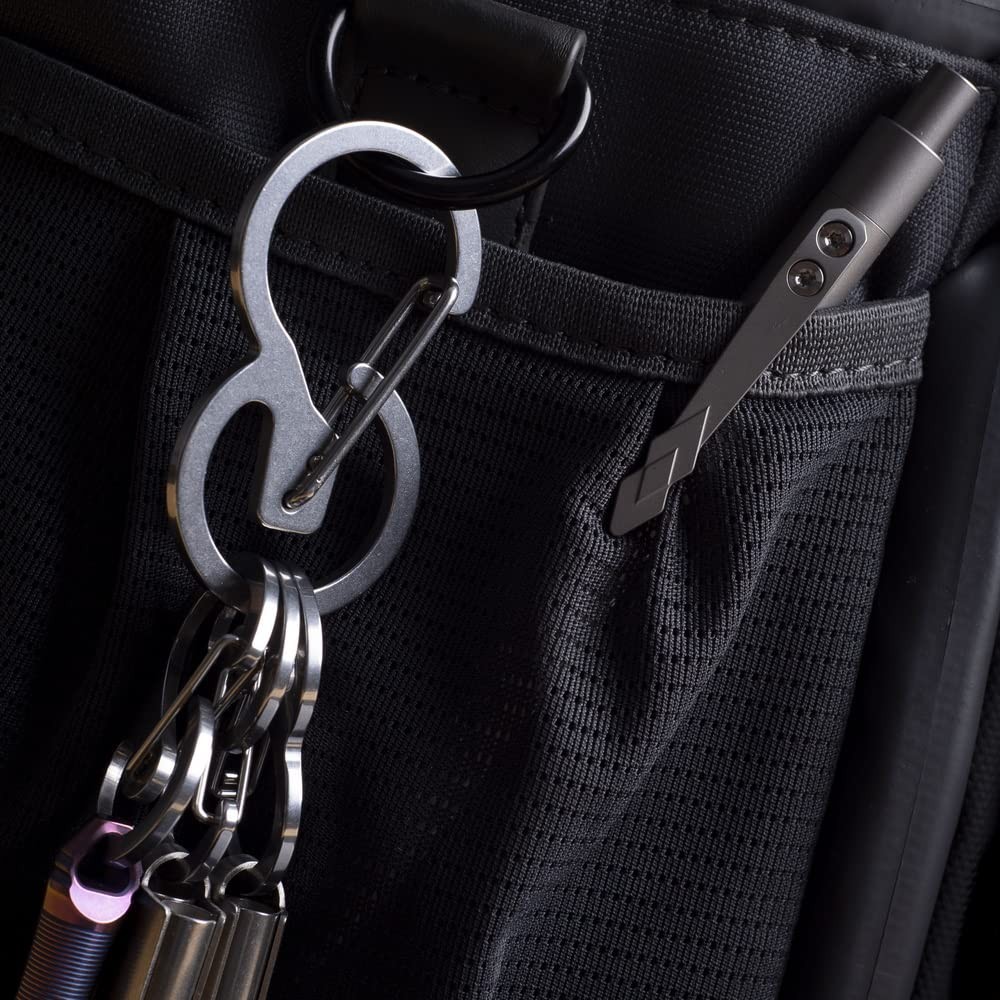 Stainless Steel Carabiner Keychain Set Quick Release Clips Loop-Locked Hooks