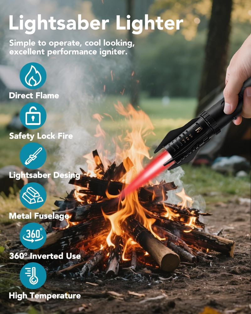 Lightsaber Torch Lighter – Butane Refillable Kitchen Torch, Adjustable Flame Tor
