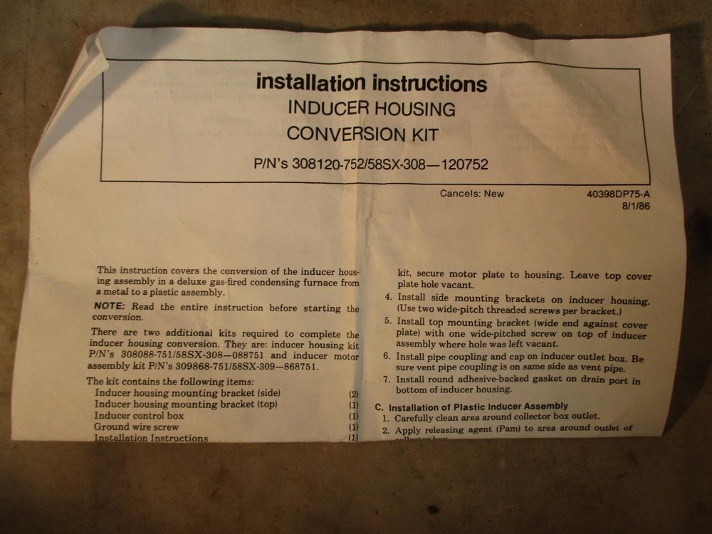 Inducer Conversion Housing Kit, 308120-752