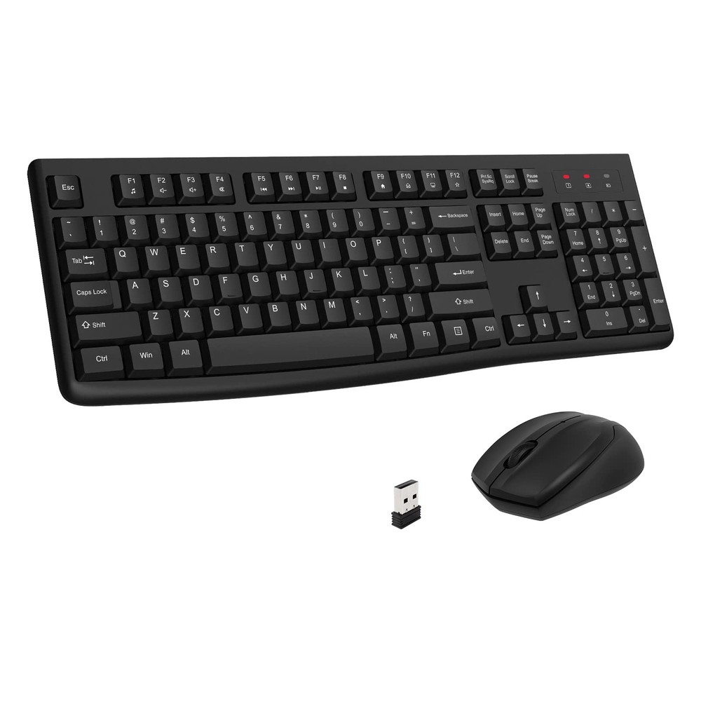 Full-Sized 2.4GHz USB Wireless Keyboard Optical Mouse for PC Desktop