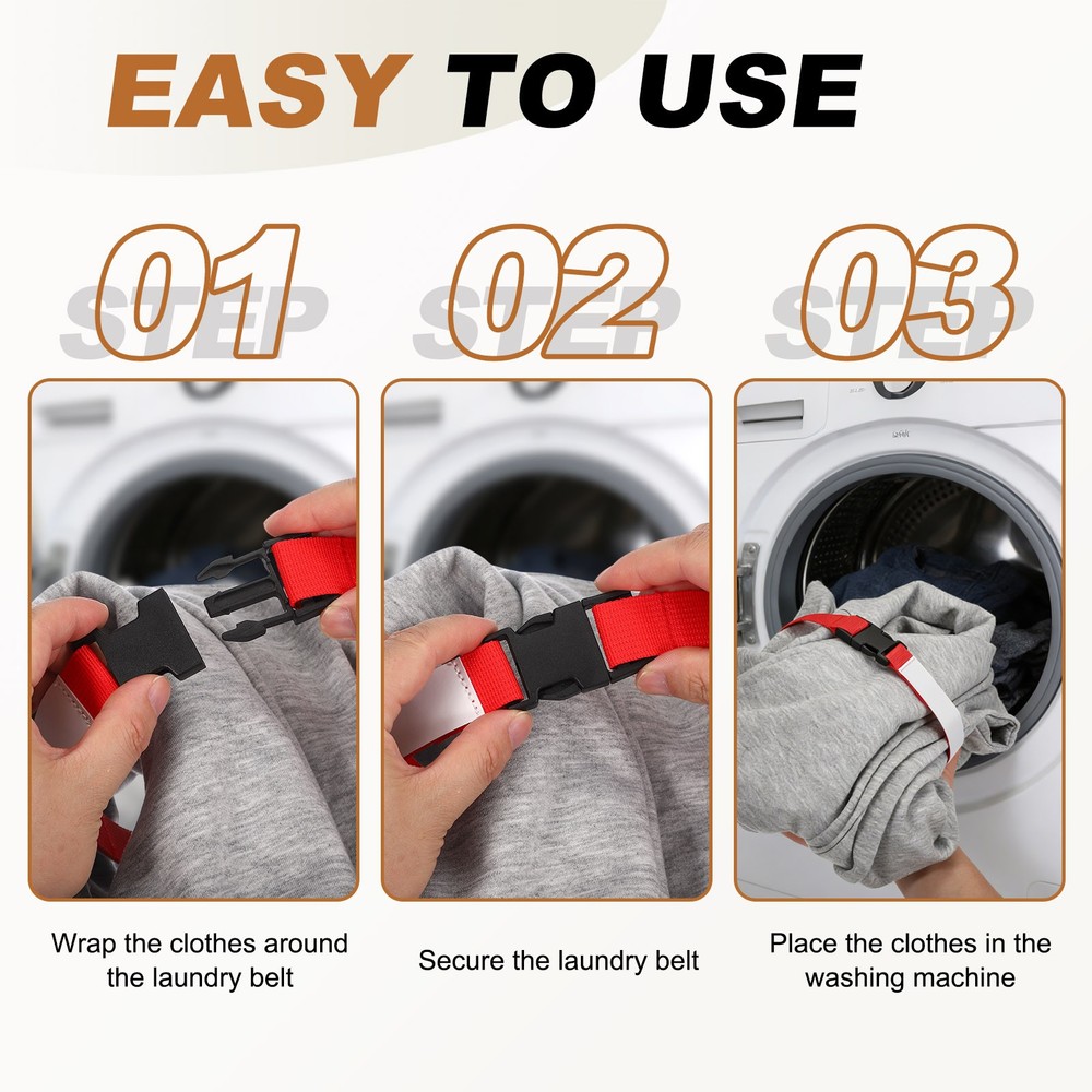 2 Pcs Multipurpose Laundry Strap with Buckle, Red