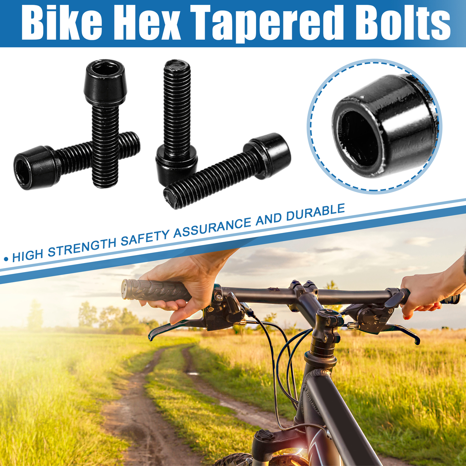 6 Pcs Bicycle Stem Screws for MTB Bike Bicycle Durable M5x20mm Steel Black